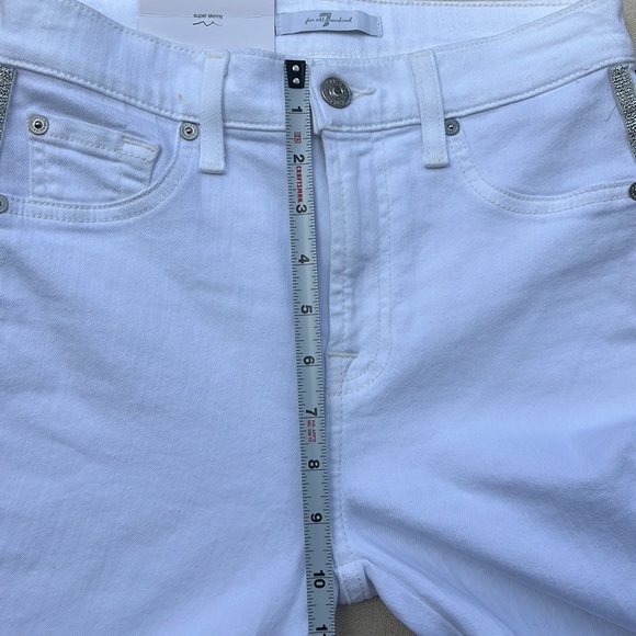 7 FOR ALL MANKIND bright white 2 silver side stripes SKINNY HIGH RISE JEANS 26 - Picture 8 of 13